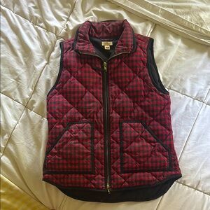 J. Crew Red and Black Plaid Vest